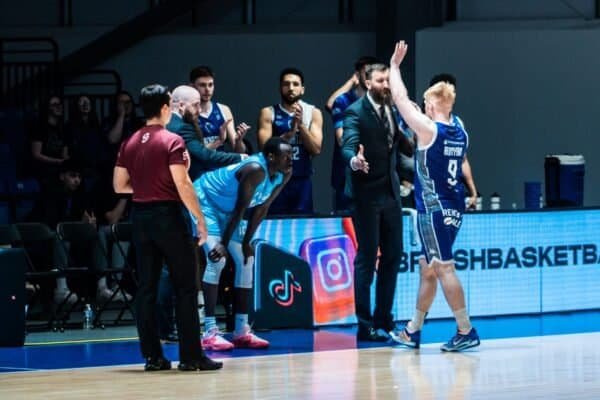 Caledonia Gladiators players celebrating after a win against the Scorchers.