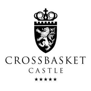 Caledonia Gladiators logo with Crossbasket Castle branding, sponsor partner.